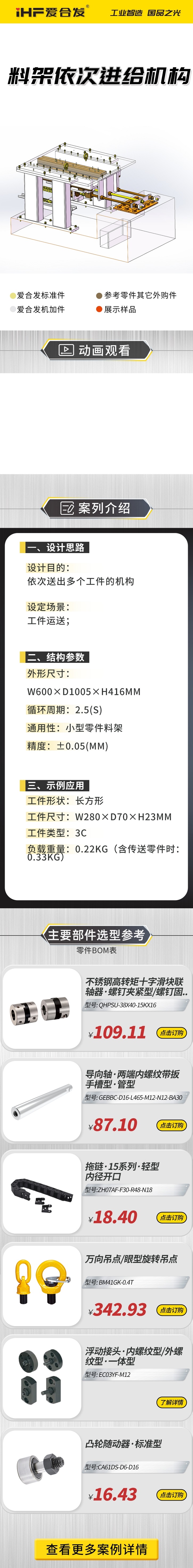 案例剖析：愛(ài)合發(fā)料雜架依次進(jìn)給機(jī)構(gòu)！
